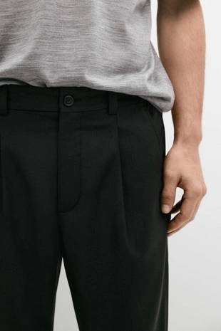 Брюки свободного кроя из шерсти с ластиком- Заказать в России