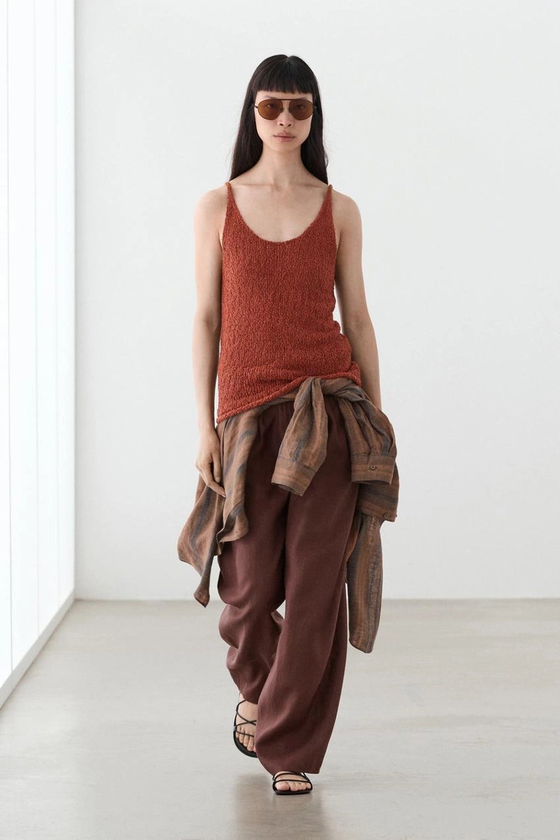 Текстурированный топ на бретелях из хлопково-шелковой смеси