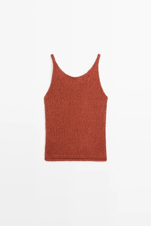 Текстурированный топ на бретелях из хлопково-шелковой смеси- Заказать в России