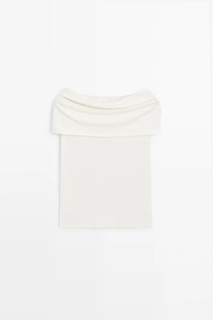 Хлопковый топ на открытых плечах- Заказать в России