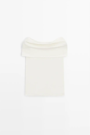 Хлопковый топ на открытых плечах- Заказать в России