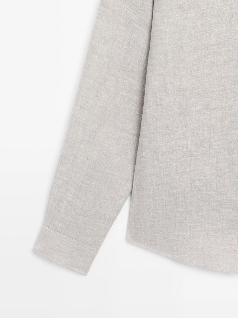 Рубашка из льна с карманом прямого кроя