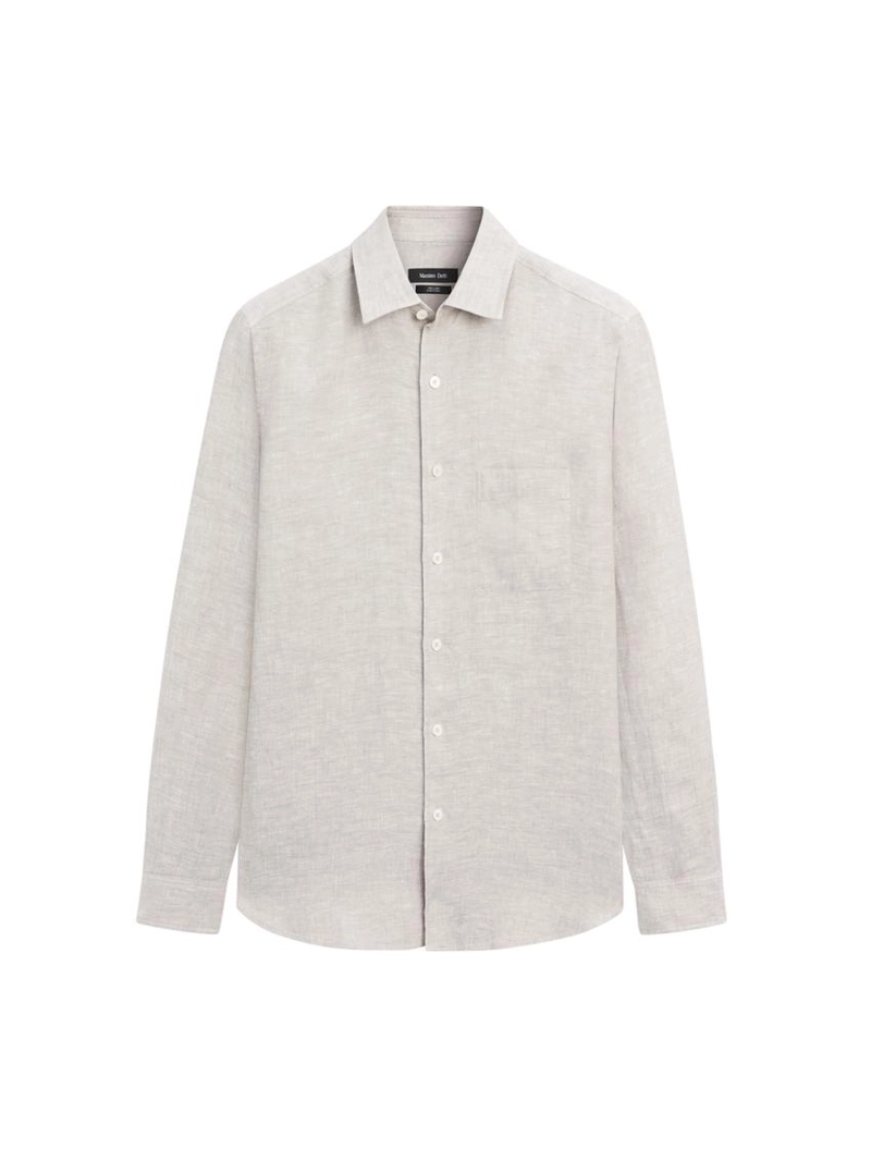 Рубашка из льна с карманом прямого кроя