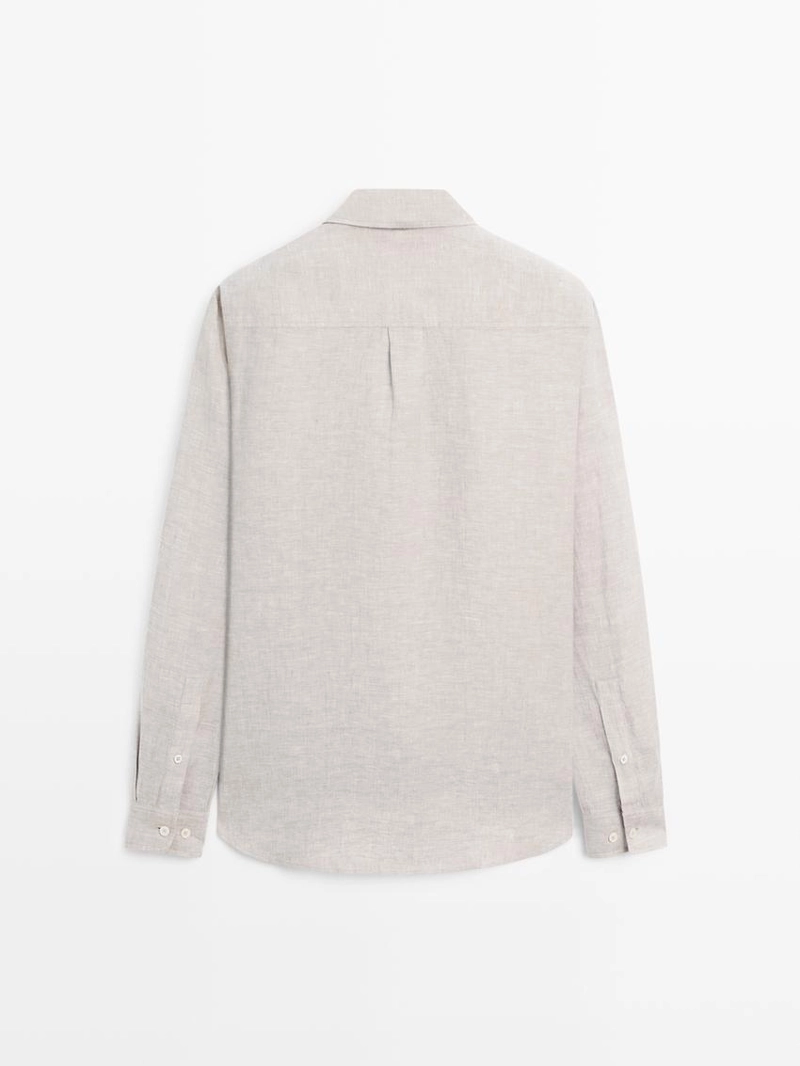 Рубашка из льна с карманом прямого кроя