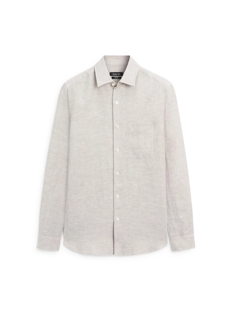 Рубашка из льна с карманом прямого кроя