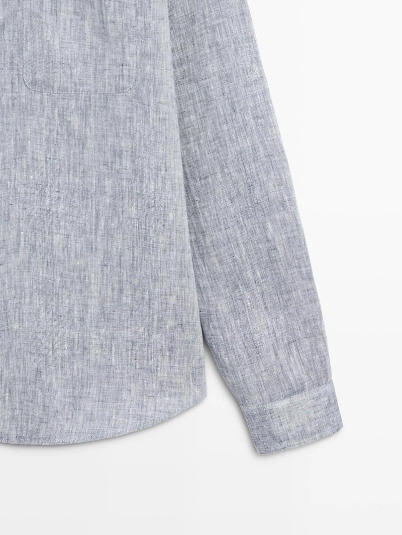 Рубашка из льна regular fit с карманом