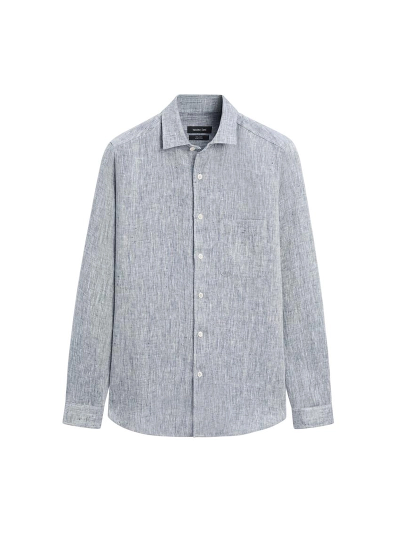 Рубашка из льна regular fit с карманом