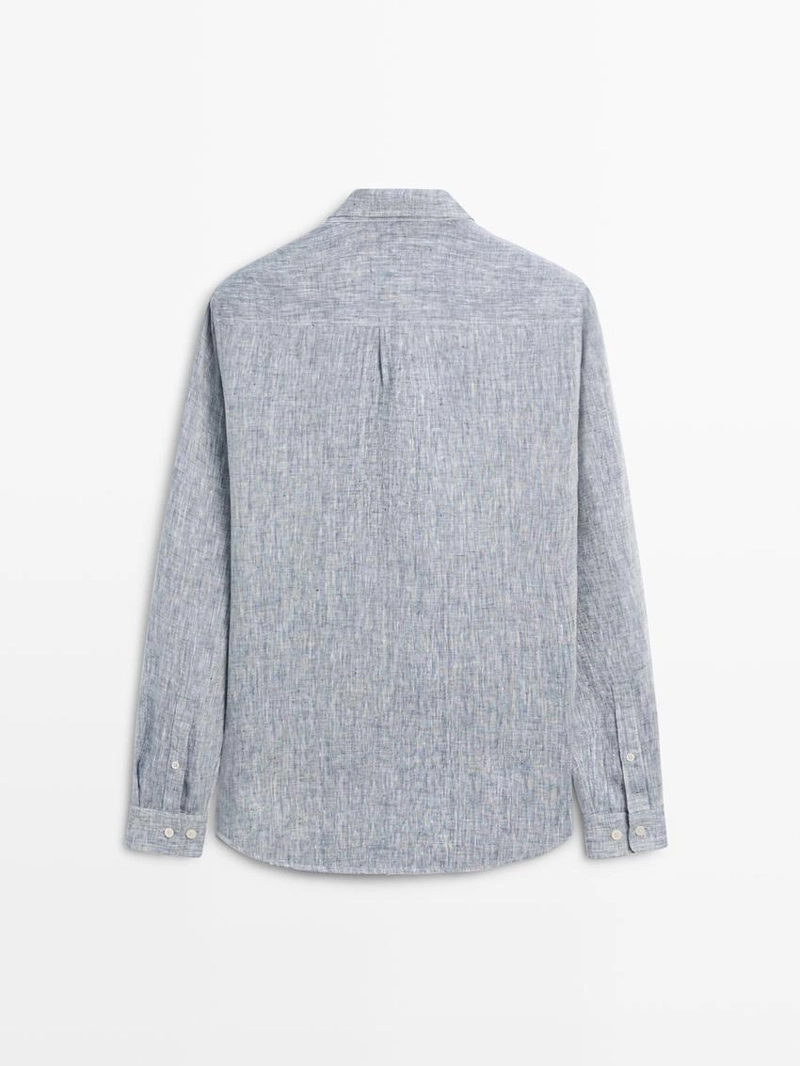 Рубашка из льна regular fit с карманом