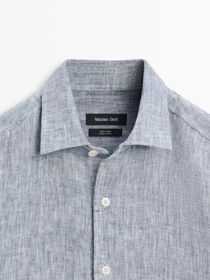 Рубашка из льна regular fit с карманом