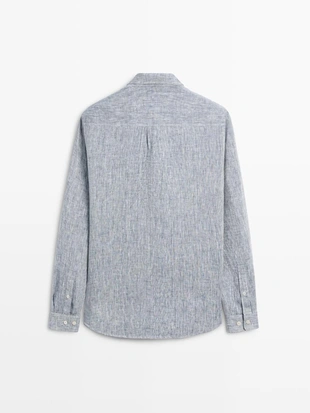 Рубашка из льна regular fit с карманом- Заказать в России