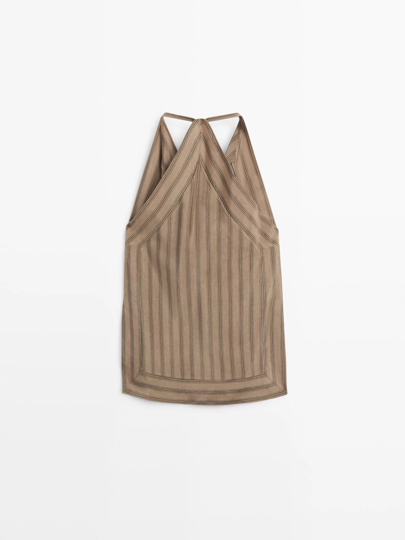 Топ в полоску с воротником-хомутом