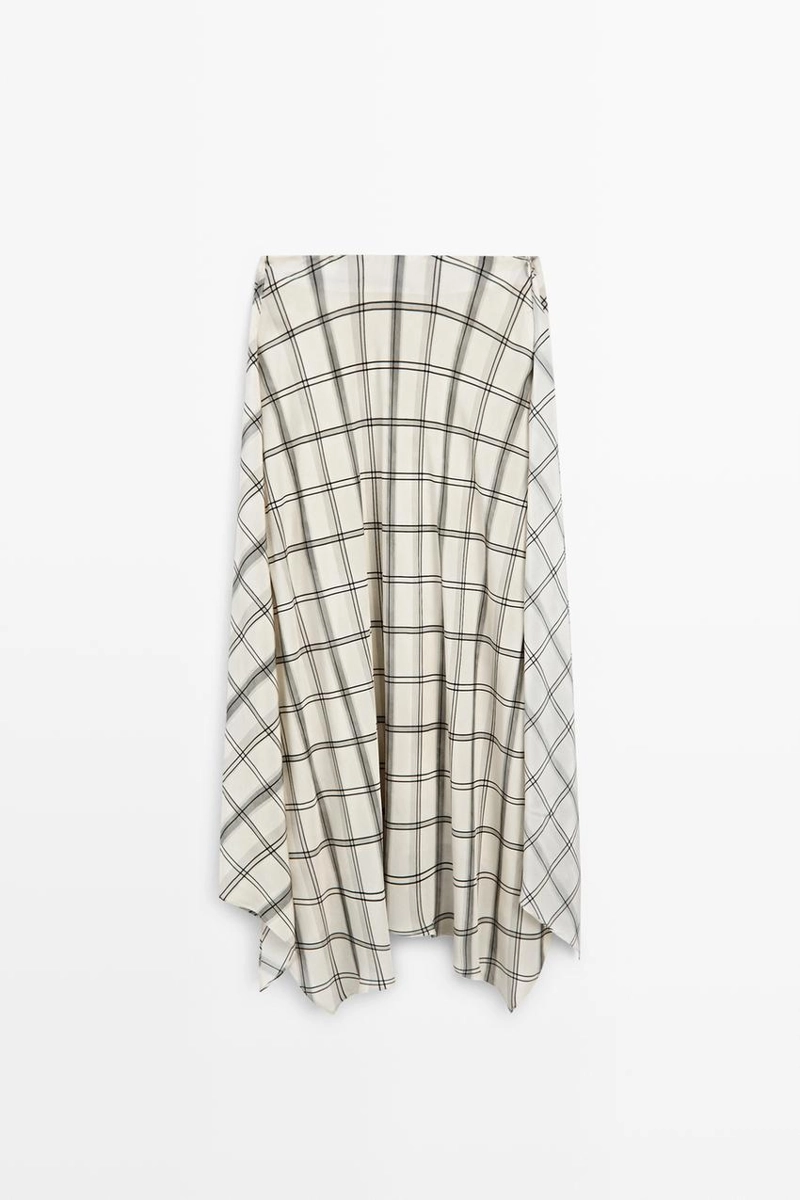 Асимметричная юбка миди с клетчатым узором