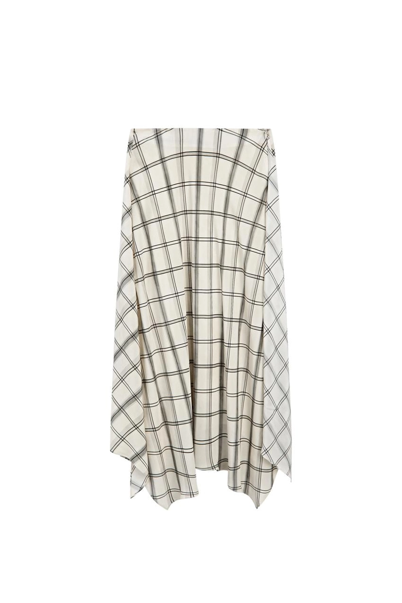 Асимметричная юбка миди с клетчатым узором