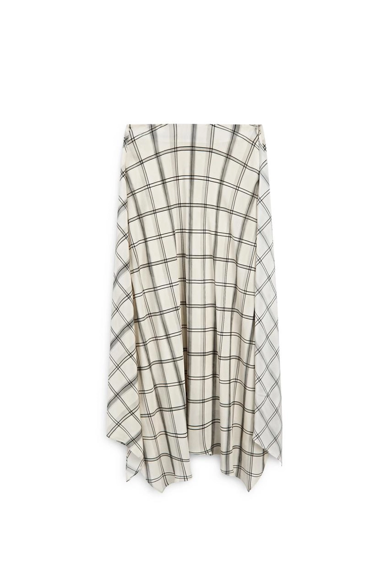 Асимметричная юбка миди с клетчатым узором