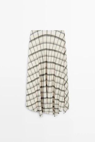 Асимметричная юбка миди с клетчатым узором- Заказать в России
