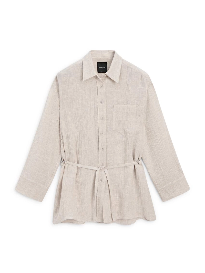 Рубашка-кофта из 100% льна с вафельным плетением