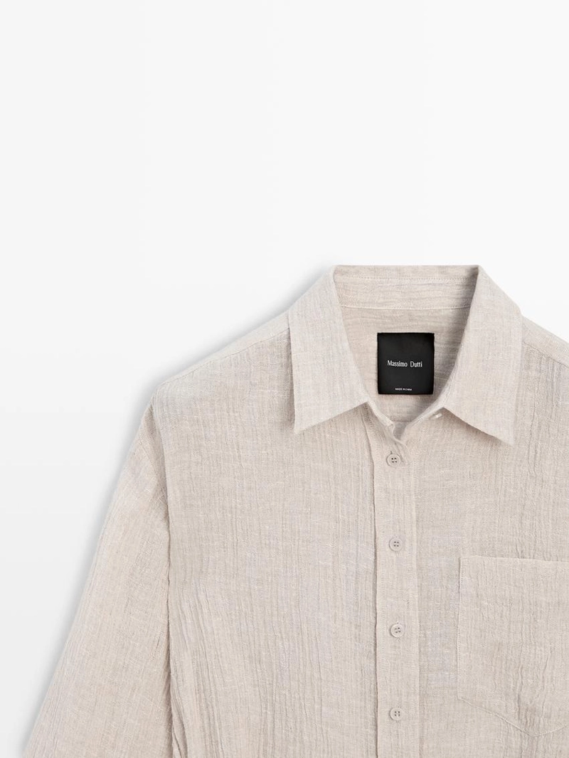 Рубашка-кофта из 100% льна с вафельным плетением