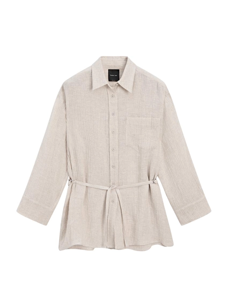 Рубашка-кофта из 100% льна с вафельным плетением