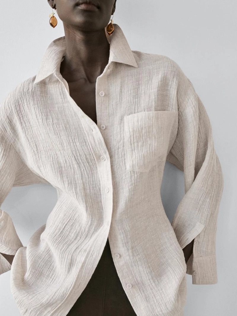 Рубашка-кофта из 100% льна с вафельным плетением