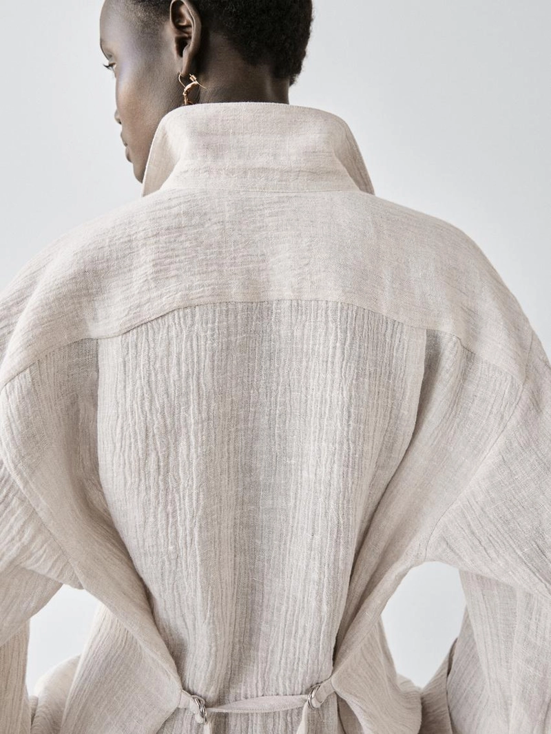 Рубашка-кофта из 100% льна с вафельным плетением