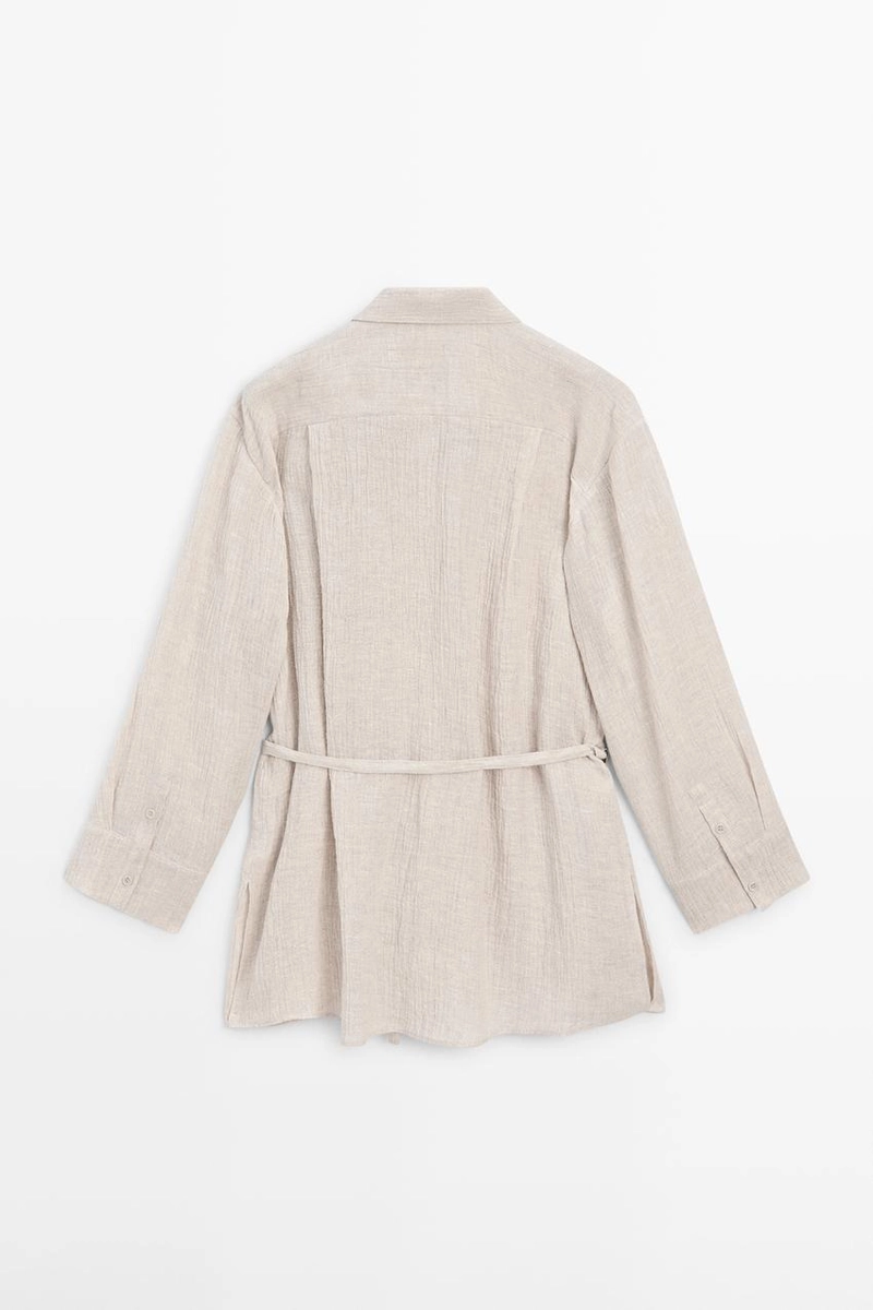 Рубашка-кофта из 100% льна с вафельным плетением