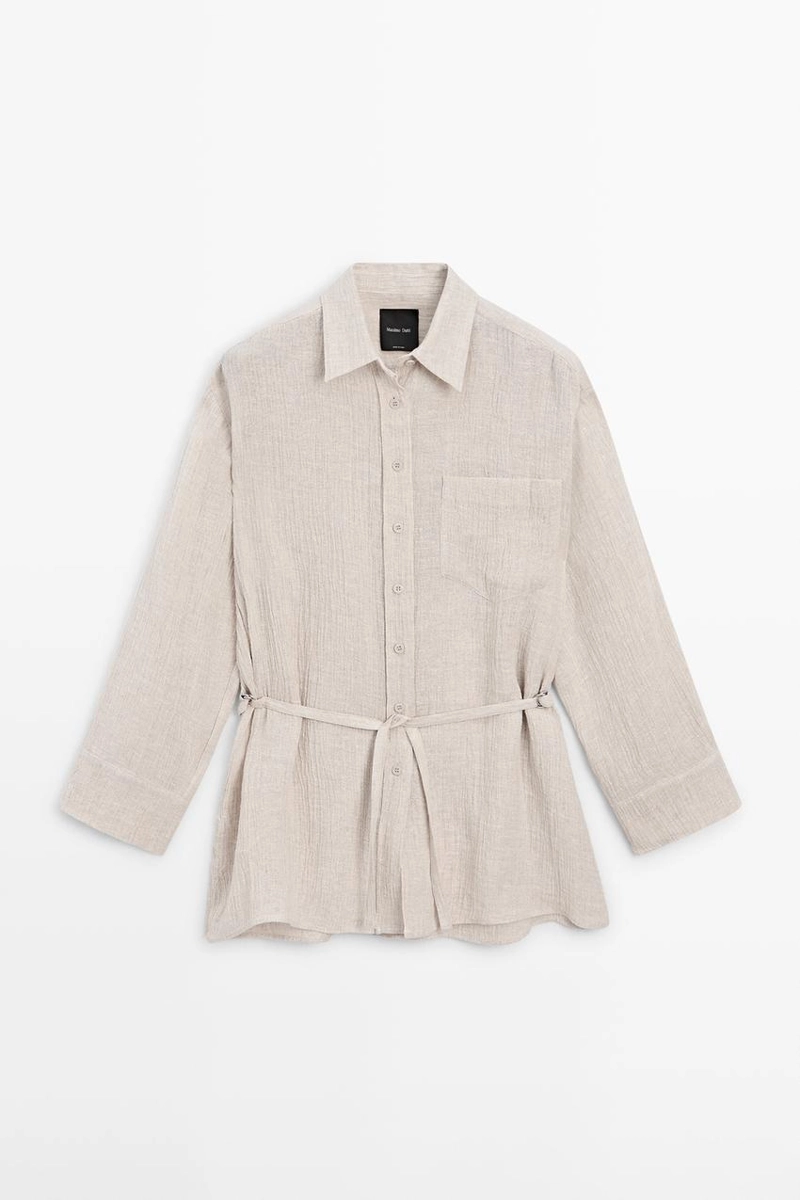 Рубашка-кофта из 100% льна с вафельным плетением