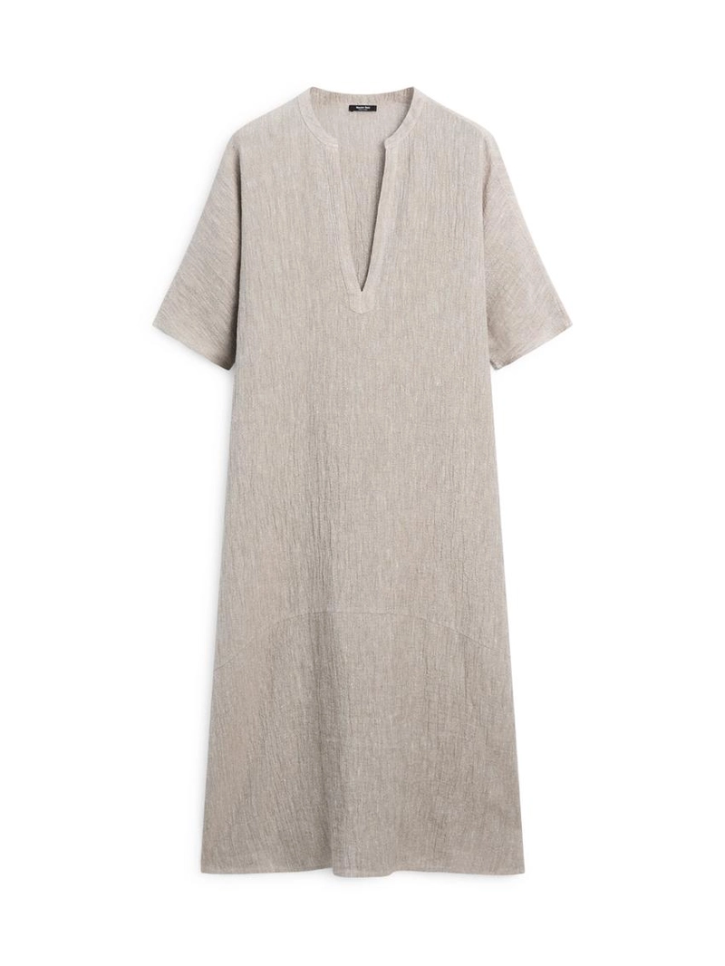 Платье-кафтан из смесового льна с вафельным плетением