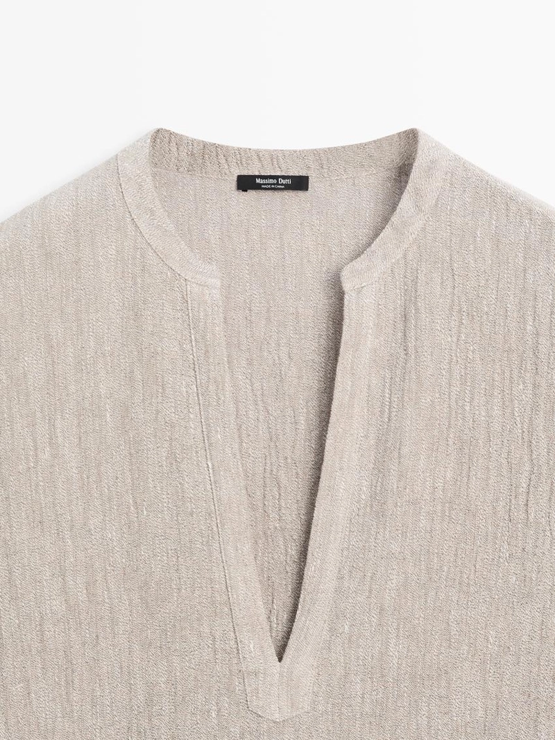 Платье-кафтан из смесового льна с вафельным плетением