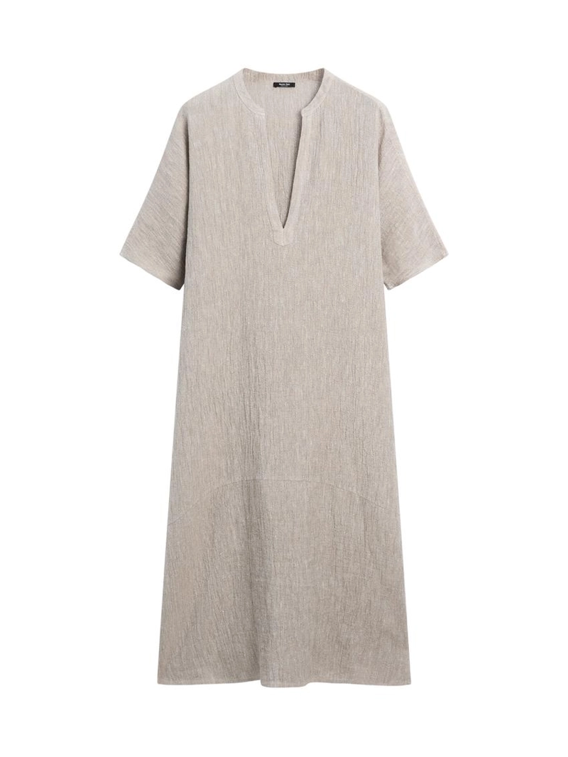 Платье-кафтан из смесового льна с вафельным плетением