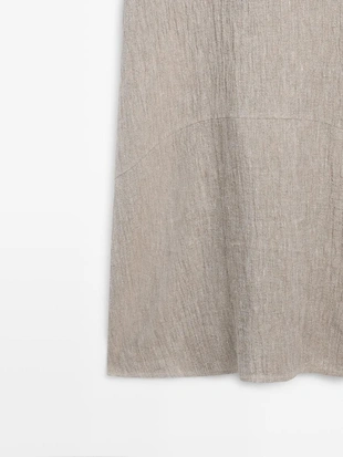 Платье-кафтан из смесового льна с вафельным плетением- Заказать в России