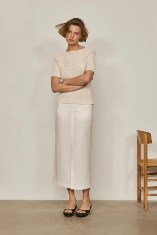 Юбка-миди прямого кроя из льняной смеси - limited edition- Заказать в России