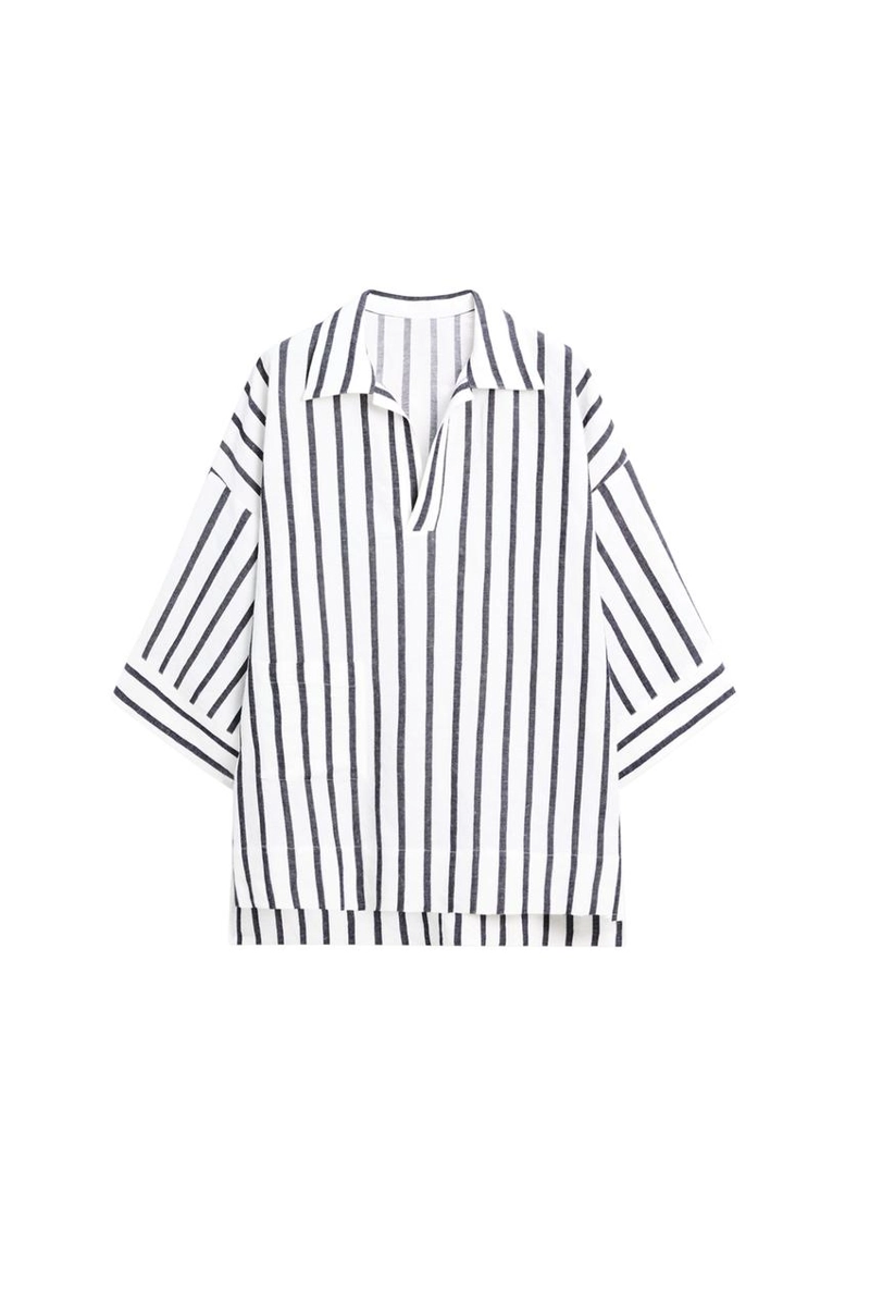Рубашка с полосками в стиле oversize из льняной смеси