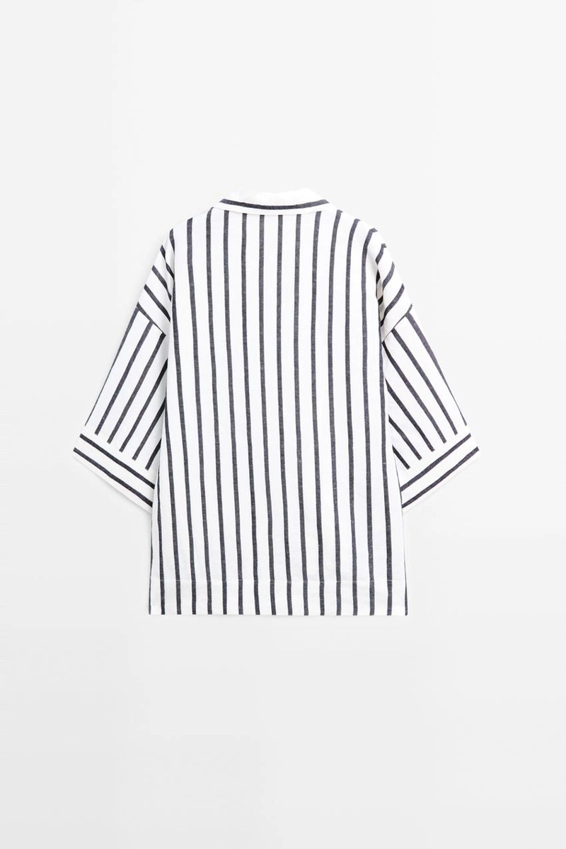 Рубашка с полосками в стиле oversize из льняной смеси