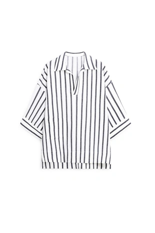Рубашка с полосками в стиле oversize из льняной смеси- Заказать в России