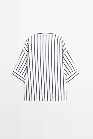 Рубашка с полосками в стиле oversize из льняной смеси- Заказать в России