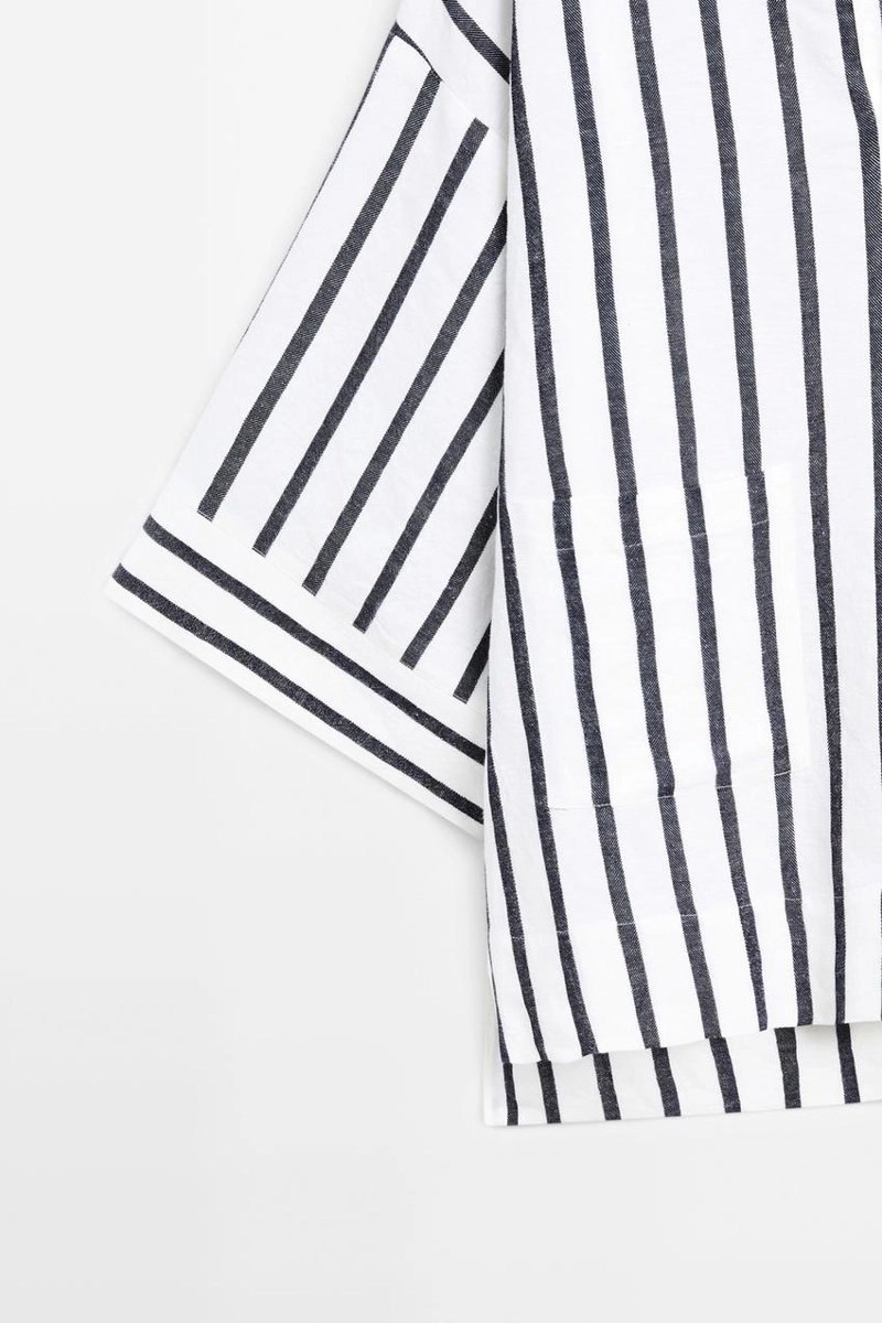 Рубашка с полосками в стиле oversize из льняной смеси