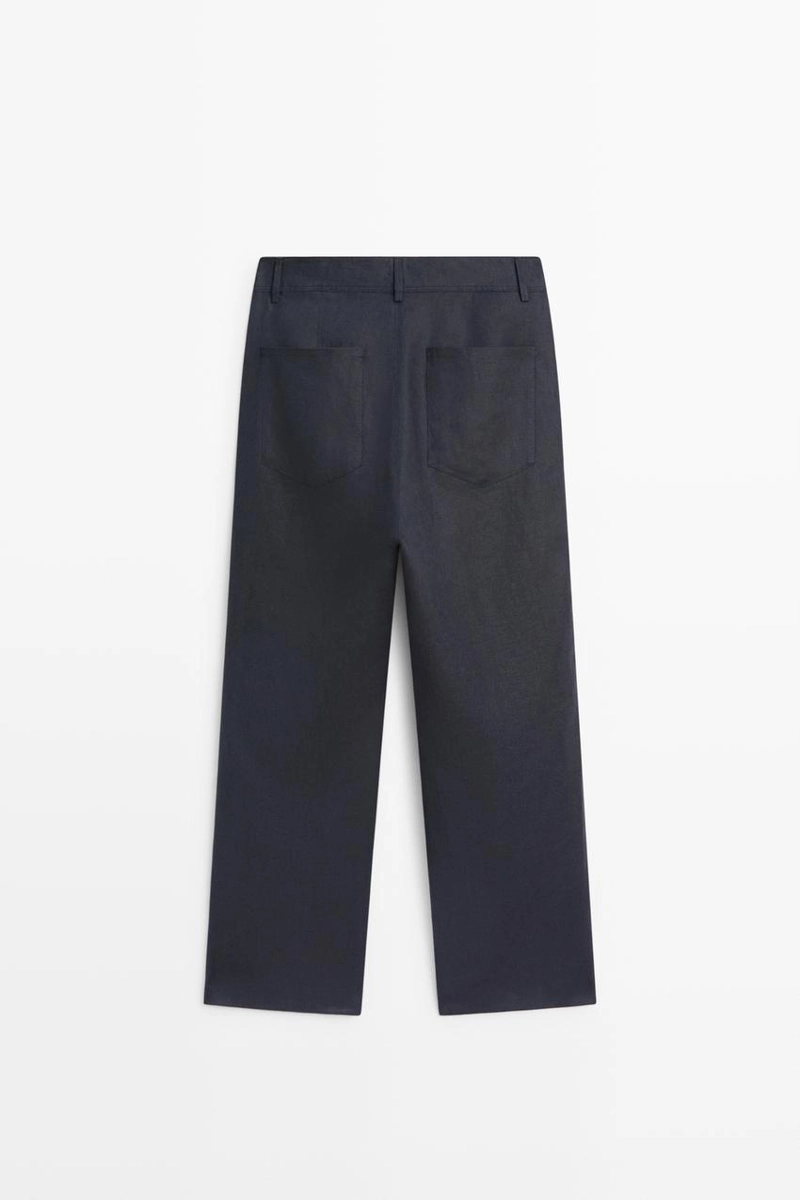 Брюки из льна с укороченным широким подолом