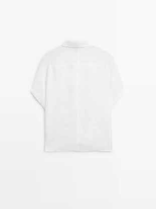 Купить Massimo Dutti Рубашка с короткими рукавами из 100% льна