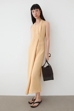 PALE YELLOW | 6694/508/306 - Massimo Dutti Платье миди с деталями на пуговицах