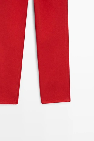 RED | 5039/936/600 - Massimo Dutti Джинсы с прямыми брючинами и высокой талией