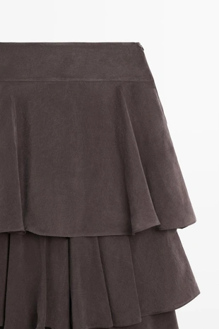 BROWN MARL | 5288/508/724 - Massimo Dutti Юбка-шорты с оборками