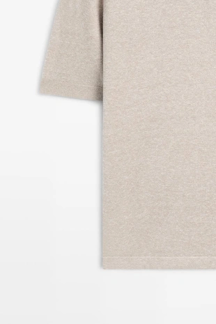BEIGE | 1322/247/710 - Massimo Dutti Поло свитер из хлопка и льна