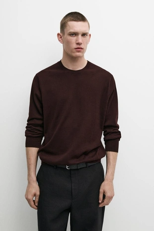 Купить Massimo Dutti Свитер с круглым вырезом из 100% хлопка