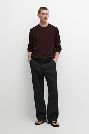 BURGUNDY | 1346/201/606 - Massimo Dutti Свитер с круглым вырезом из 100% хлопка