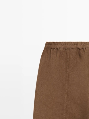 Купить Massimo Dutti Льняные брюки с деталями на резинке