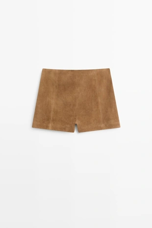 CAMEL | 5383/704/742 - Massimo Dutti Замшевые шорты с деталями шва