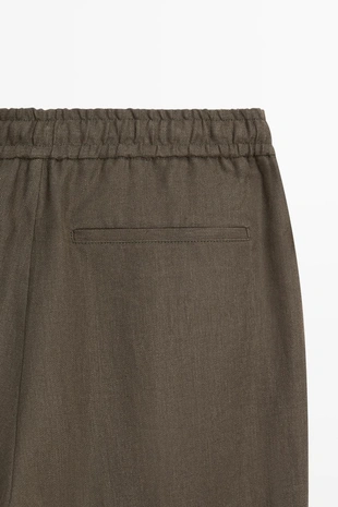 GREEN | 0160/005/500 - Massimo Dutti Льняные брюки с мелким узором