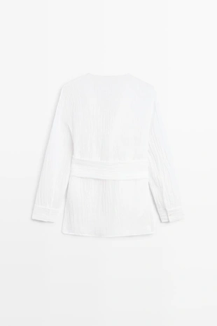 Купить Massimo Dutti Блуза из льняной смеси с поясом