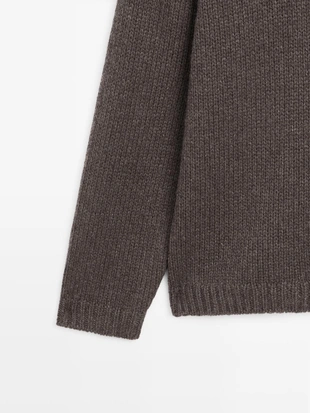 BROWN MARL | 5618/565/724 - Massimo Dutti Свитер с V-образным вырезом из 100% кашемира