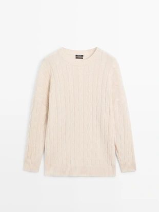 Купить Massimo Dutti Свитер с косами из 100% кашемира